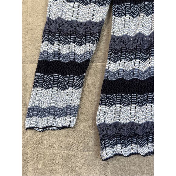 Christopher Banks Cardigan XL Blue Stripe Open Lightweight Coastal Boho Crochet - Picture 3 of 10